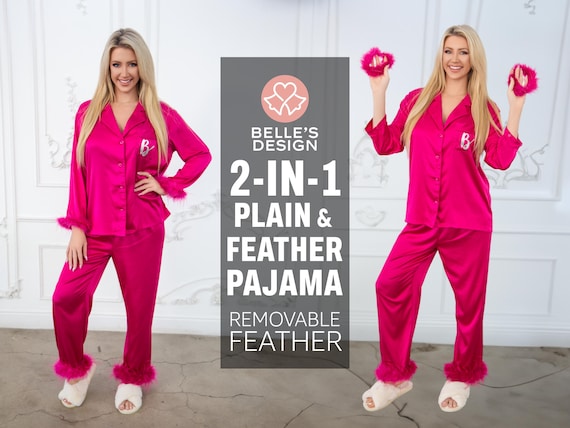 Feather Pajamas Feather Pajama Set Feather Pajamas White Feather Pajamas Bride Feather Pajamas Set Pajama With Feather Feather Pjs Etsy UK
