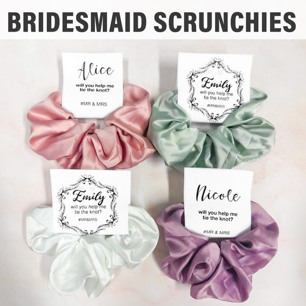 Bridesmaid Scrunchies Silk Satin Soft Hair Scrunchies Hair Accessories for Her Perfect Bridesmaid Proposal Gift SCRUNCHIES