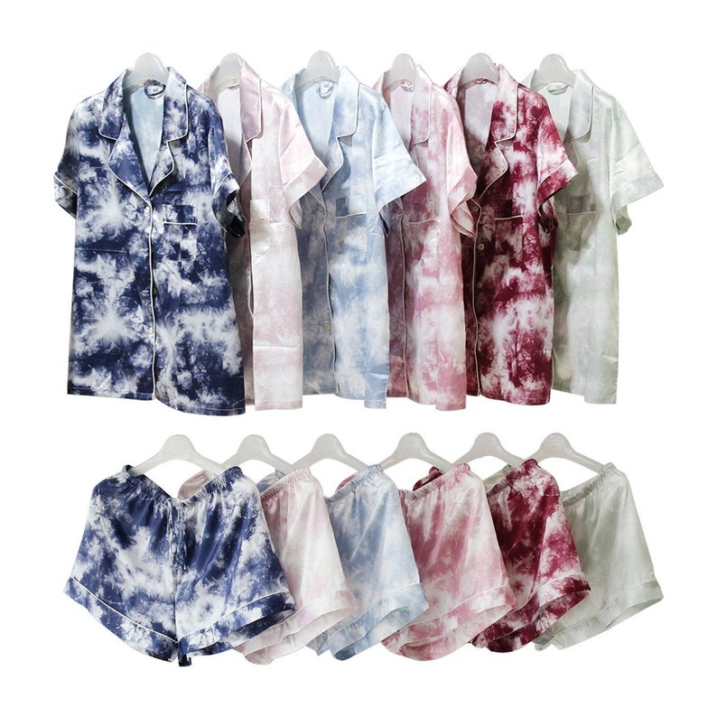 Tie Dye Bridesmaid PJ Sets, Bridal Pajama Sets, Tie-dye Wedding Getting Ready Outfit image 4