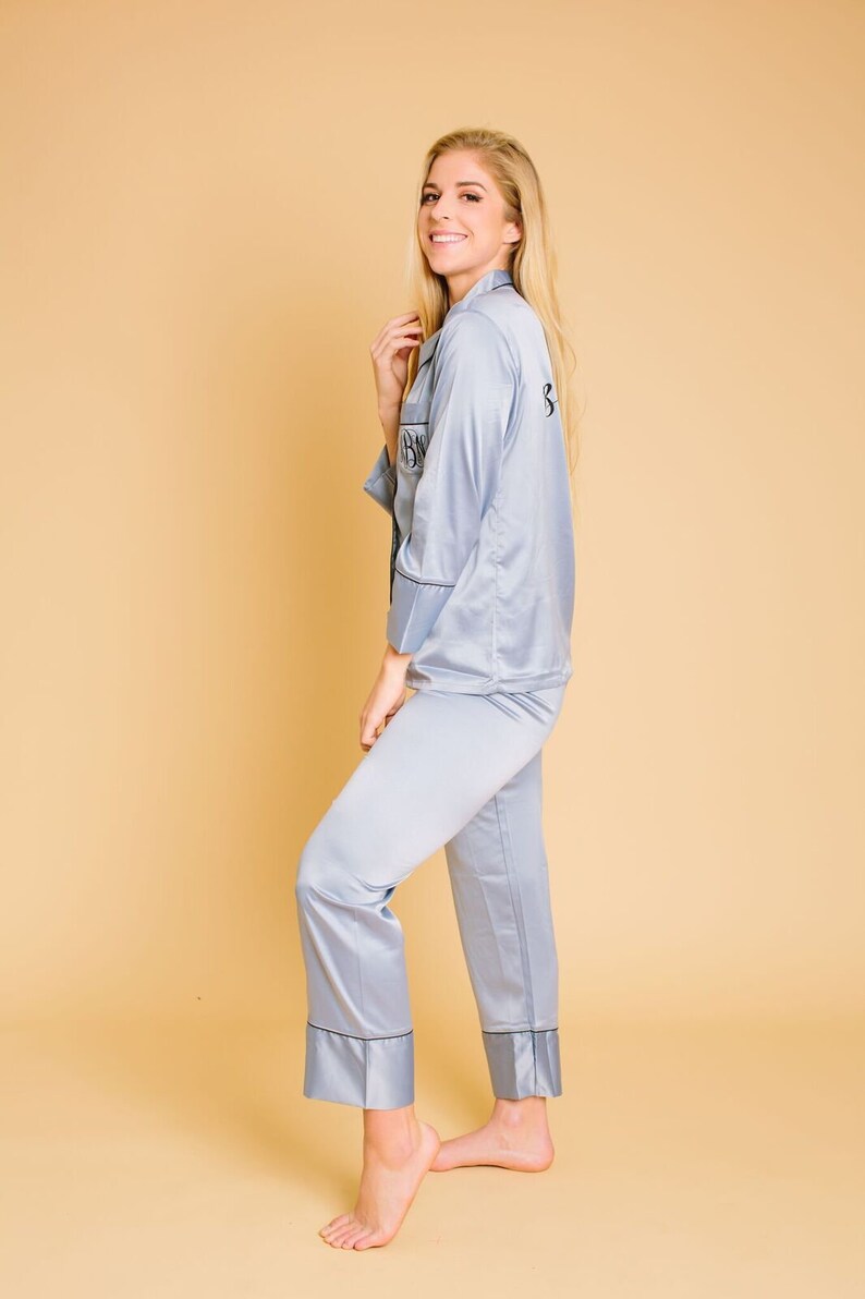 Bridal pajamas Women Pajama Set Satin silk Set White Etsy