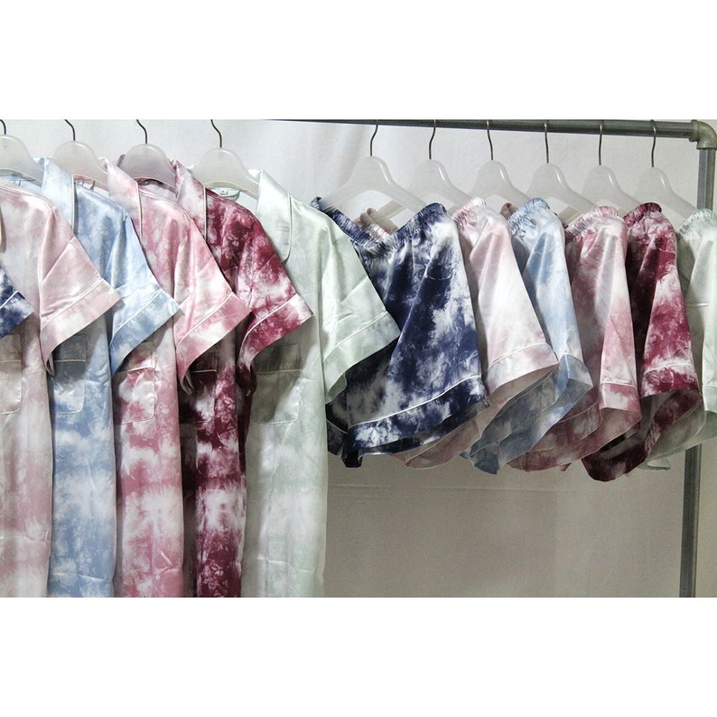 Tie Dye Bridesmaid PJ Sets, Bridal Pajama Sets, Tie-dye Wedding Getting Ready Outfit image 5