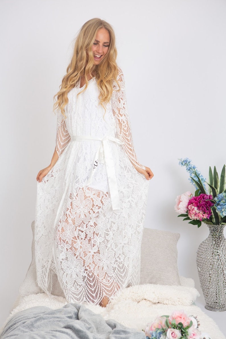 Long Lace Bridal Robe Lace Robe Long Lace Robe Bride Robe Etsy Australia