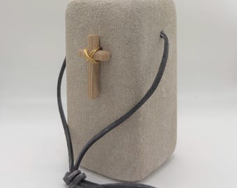 Indiana Limestone and Wood Sculptural Artifact | Minimalist Rustic Architectural Piece