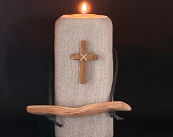 Hand Carved Limestone Pillar Cross Sculpture | Indiana Stone Devotional Art