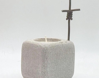 Iron Cross Tea Light Holder | Hand-Carved Rustic Religious Decor, Faith Gift