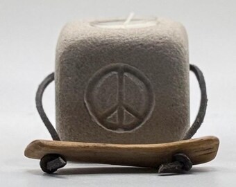 Peace Sign Candle Holder, Hand-Carved Limestone TeaLight, Rustic Boho Home Decor, Hippie Gift, Meditation Altar Decor, Stone Votive Holder