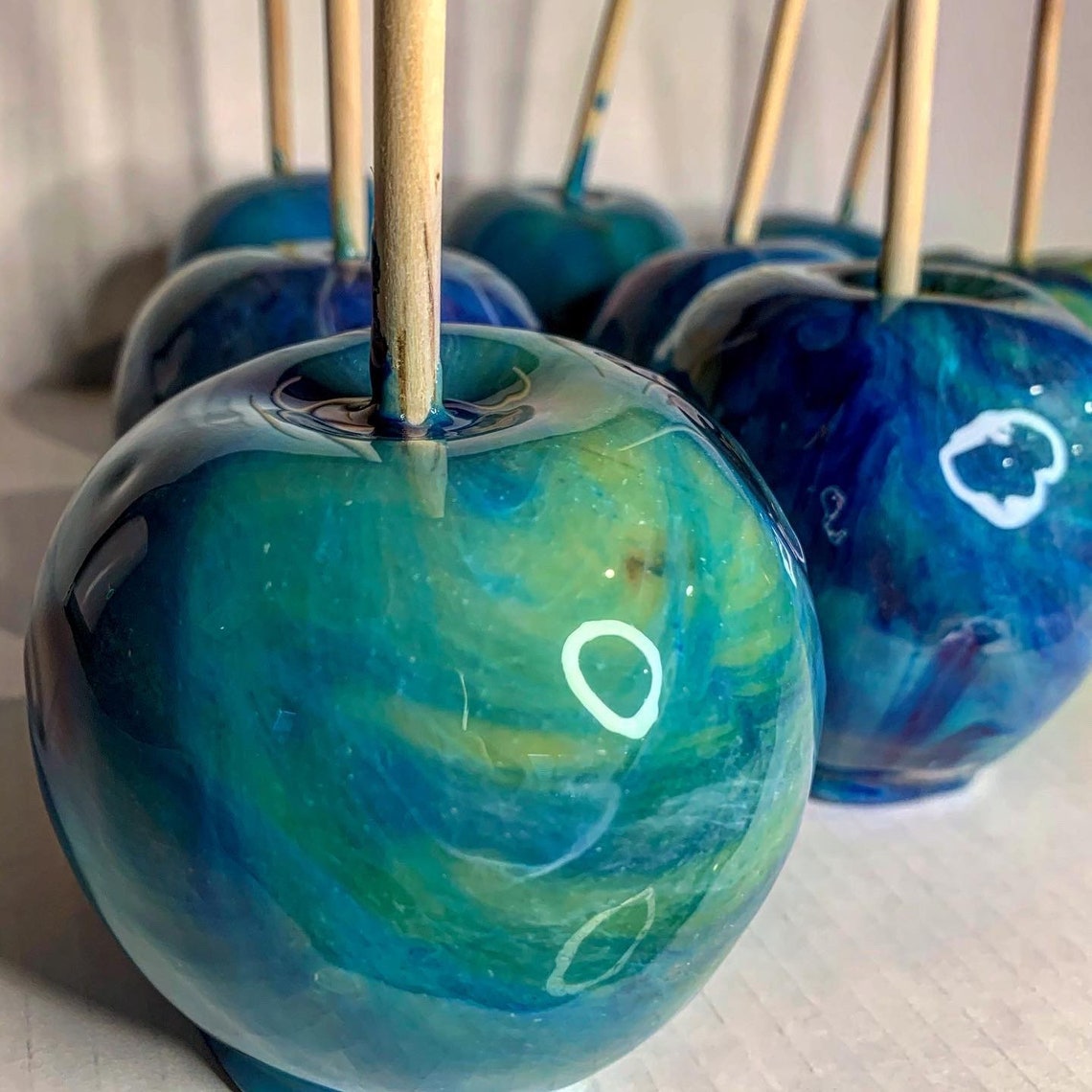 6 Marble Candy Apples Etsy