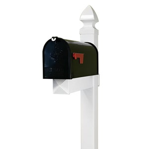 Mailbox with White Vinyl Post, Standard Base, and Gothic Style Cap