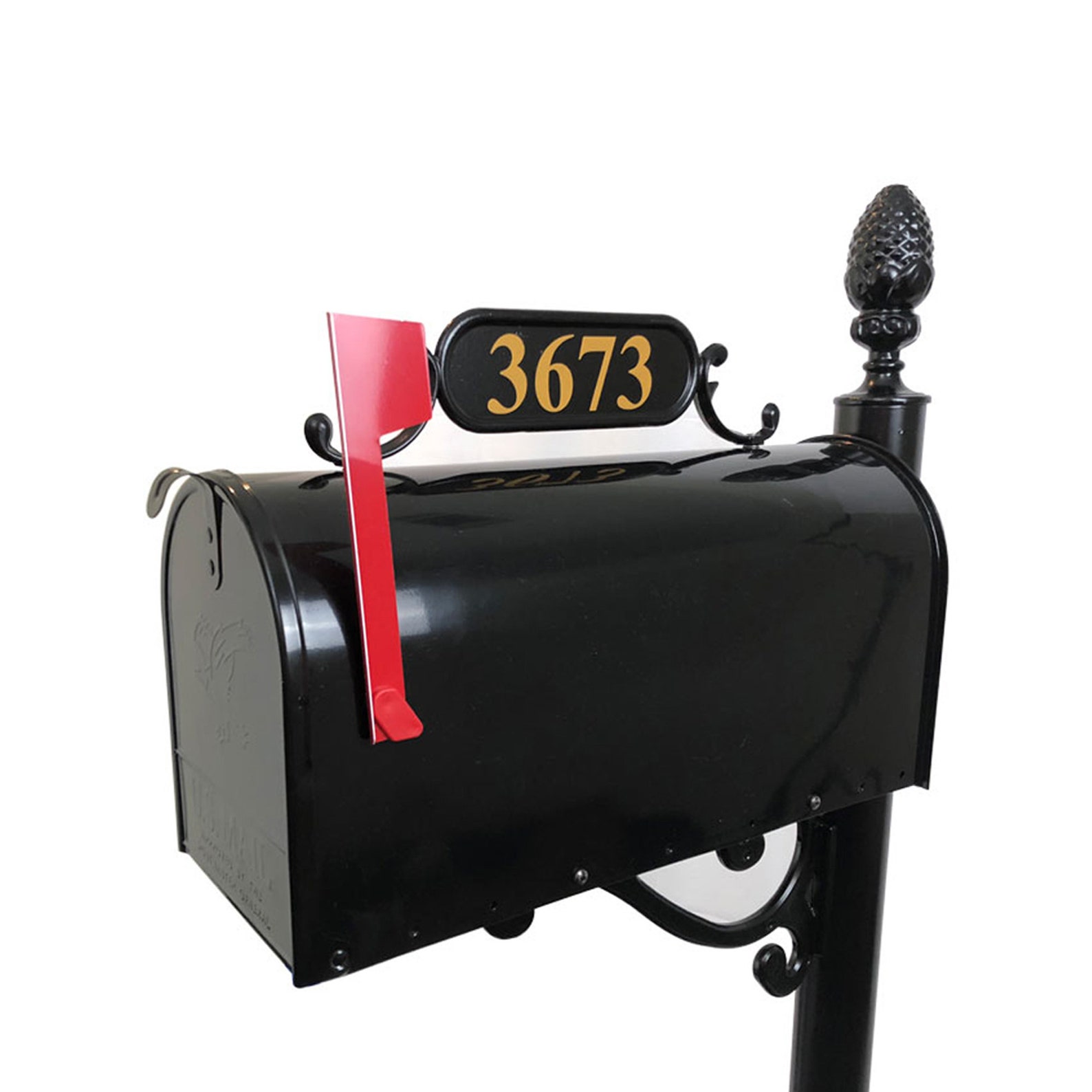 Black Mailbox and Post System Customized Address Numbers Etsy