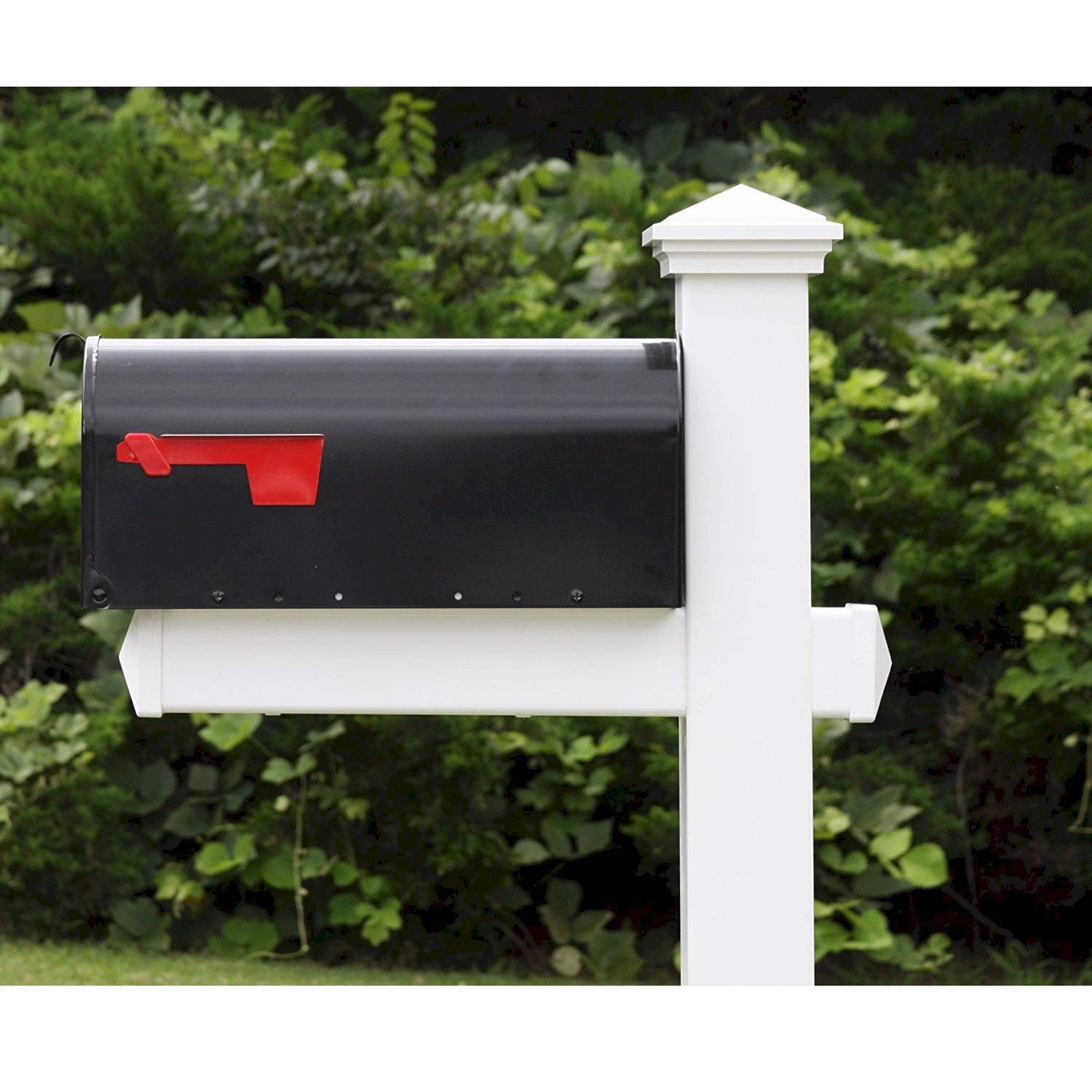 Black Mailbox With White Vinyl Post Decorative Base and New Etsy