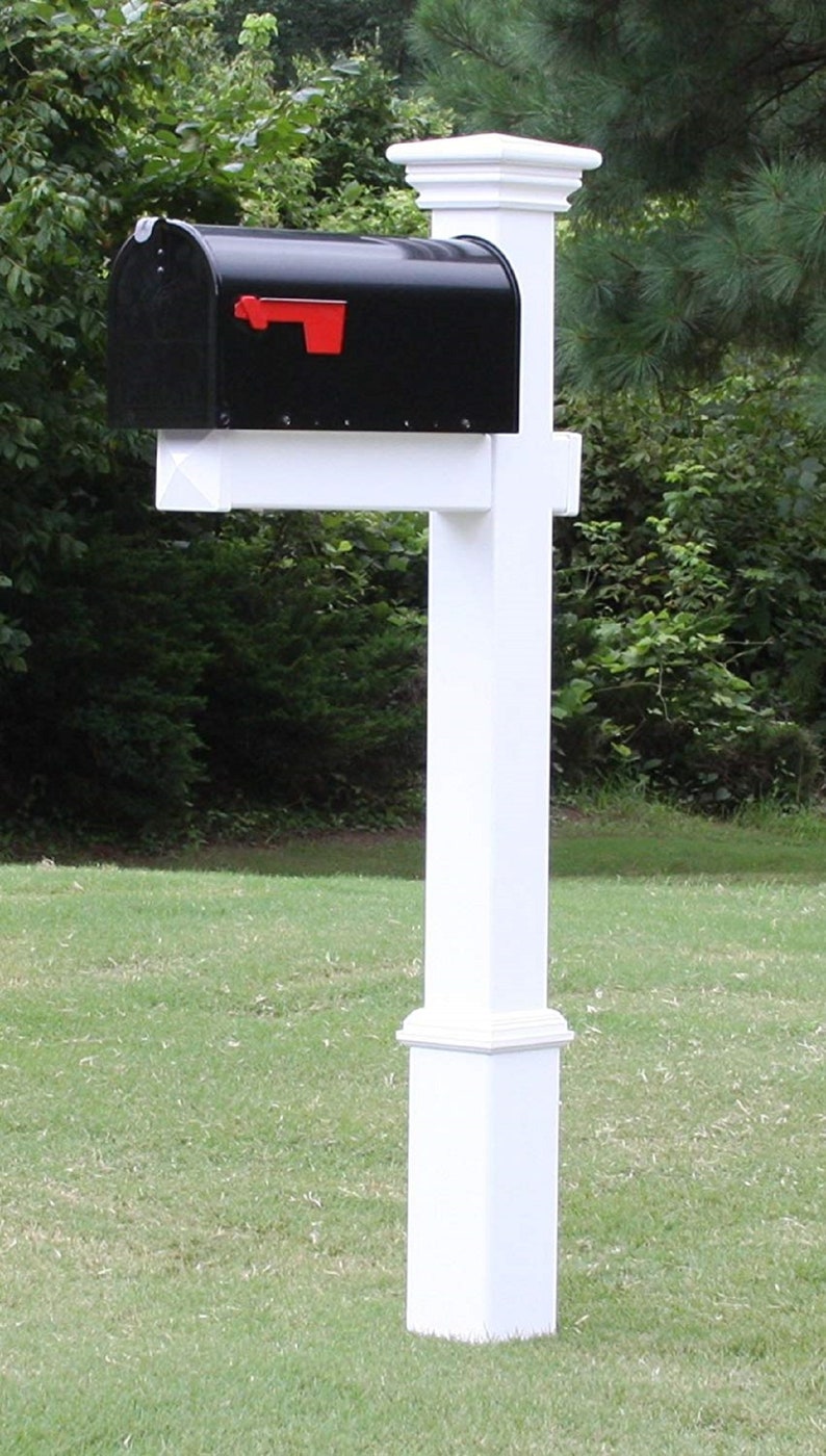 Mailbox With White Vinyl Post Decorative Base and Federation Etsy