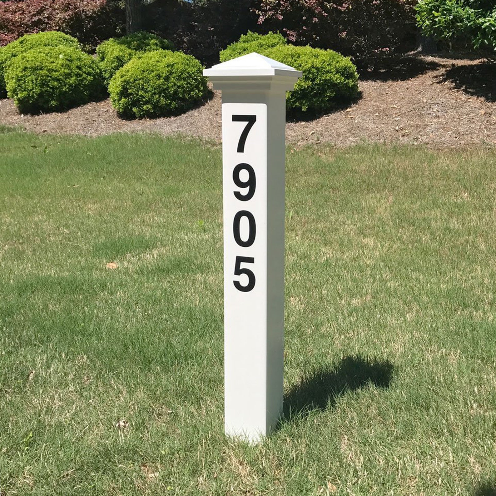 White Vinyl Address Post - Personalized With Black Numbers, 32