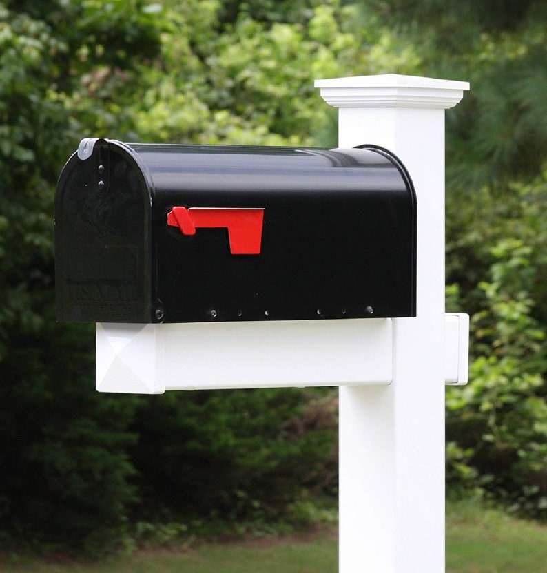 Mailbox With White Vinyl Post Standard Base and New England Etsy