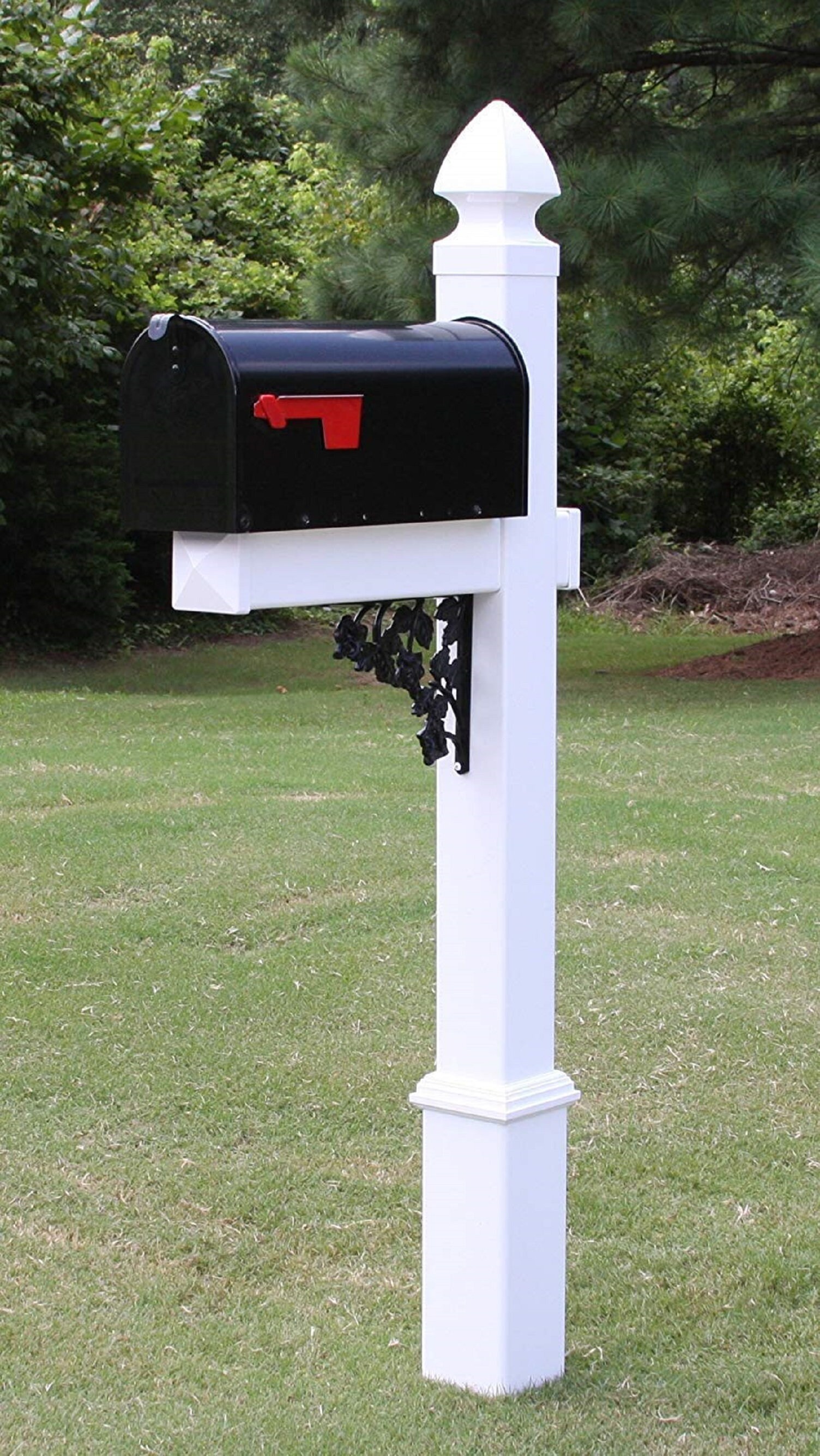 Mailbox With White Vinyl Post Decorative Base Gothic Style Etsy