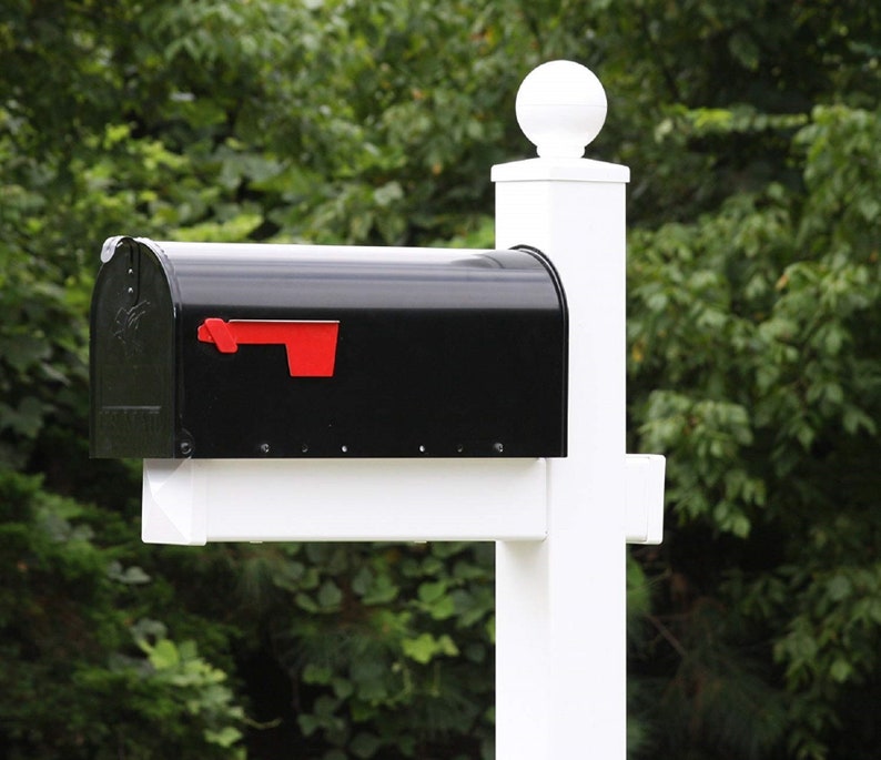 Mailbox With White Vinyl Post Decorative Base and Ball Style Etsy