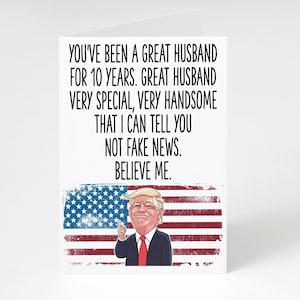 Descarga digital Regalo del décimo aniversario para el esposo, Tarjeta de aniversario de Trump, Tarjeta de aniversario del esposo del 10 aniversario, Marido de regalo de cumpleaños