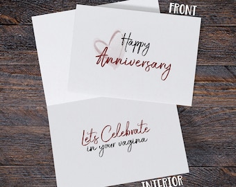 Naughty Anniversary Card for Her, Cards for Wife, Girlfriend Card, Dirty Card for her, Inappropriate Anniversary Cards, Dirty Anniversary