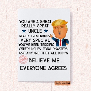 Tarjeta digital Tarjeta Trump Regalo del tío, Tarjeta del padre Trump, Tarjetas de felicitación del tío, Tarjeta familiar personalizada personalizada, Tarjetas de cumpleaños divertidas de Trump
