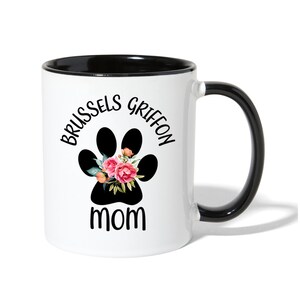Brussels Griffon Mom Mug: Floral Dog Paw Coffee Cup