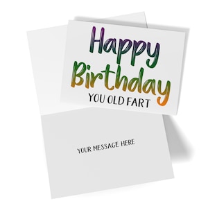 Dad Birthday Card for Fathers Day, Funny Husband Card, Birthday Card for Dad, Uncle B-Day, Happy Birthday Grandpa, Old Fart Birthday Card