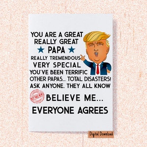 Tarjeta digital Trump Card Papa Gift, Tarjeta del abuelo Trump, Tarjetas de felicitación de papá, Tarjeta familiar personalizada, Tarjetas de cumpleaños divertidas de Trump