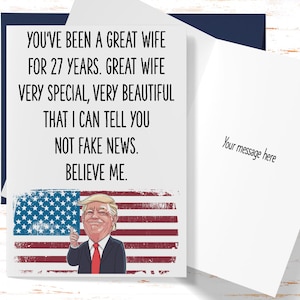 27th Anniversary Card for Wife, Trump Anniversary Card, Anniversary Card Wife, 27th Anniversary Card for Her, Anniversary 27 Years