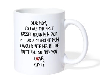 Taza personalizada para mamá basset hound: regalo de cerámica personalizado para mamá.