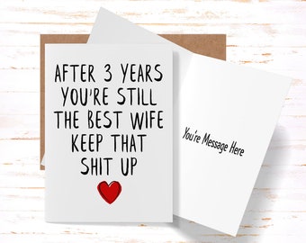 Awesome Wife Card, 3rd Anniversary Card for Her