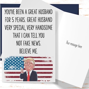 5 Year Donald Trump Anniversary Card for Husband, Trump Anniversary Greeting Card, 5 Years Wedding Anniversary