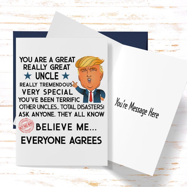 Uncle Trump Card, Funny Trump Uncle Cards, Donald Trump Birthday, Card for Him, All Occasion Cards for Uncle