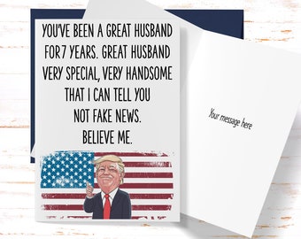 Tarjeta del séptimo aniversario de Trump para su esposo: Divertida tarjeta política