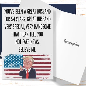 54th Anniversary Card for Husband, Trump Anniversary Card, Anniversary Card Husband, 54th Anniversary Card for Him, Valentines Day