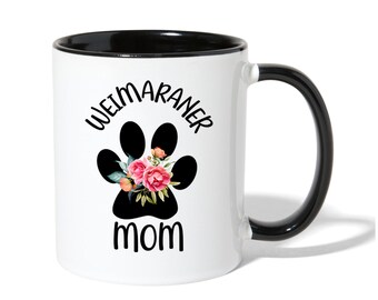 Taza para mamá Weimaraner: Taza de café con estampado floral