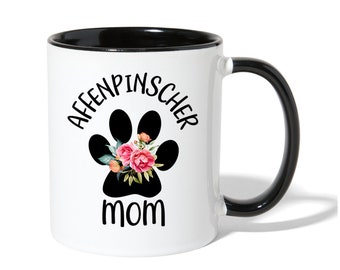 Affenpinscher Mom Coffee Mug: Floral Paw Print Ceramic Mug