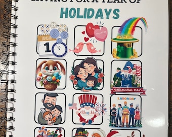 Holidays Scratch & Save Book Savings Challenge with Color In Icons