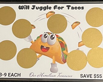 Will Juggle For Tacos Savings Scratch Off Challenge Card 55 dollars