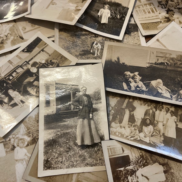 Old Photos 1910’s to 1930’s Mystery Set of 12 Pictures Grab Bag Vintage Antique Assorted Craft Art School Project Junk Journal Photography