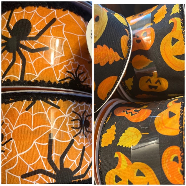 Halloween Ribbon Wired 2.5” inch wide 25 ft feet 8 yards 8.3 yd Brand New Craft Art Bows Wreaths Spooky Pumpkin Spider Webs