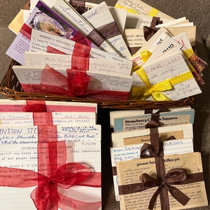 Recipes Mystery Grab Mix Set of 10 Handwritten Index Cards Cutouts Typed 3x5 or 4x6 Sweets or Savory Mixed Lot Old Fashion Recipes
