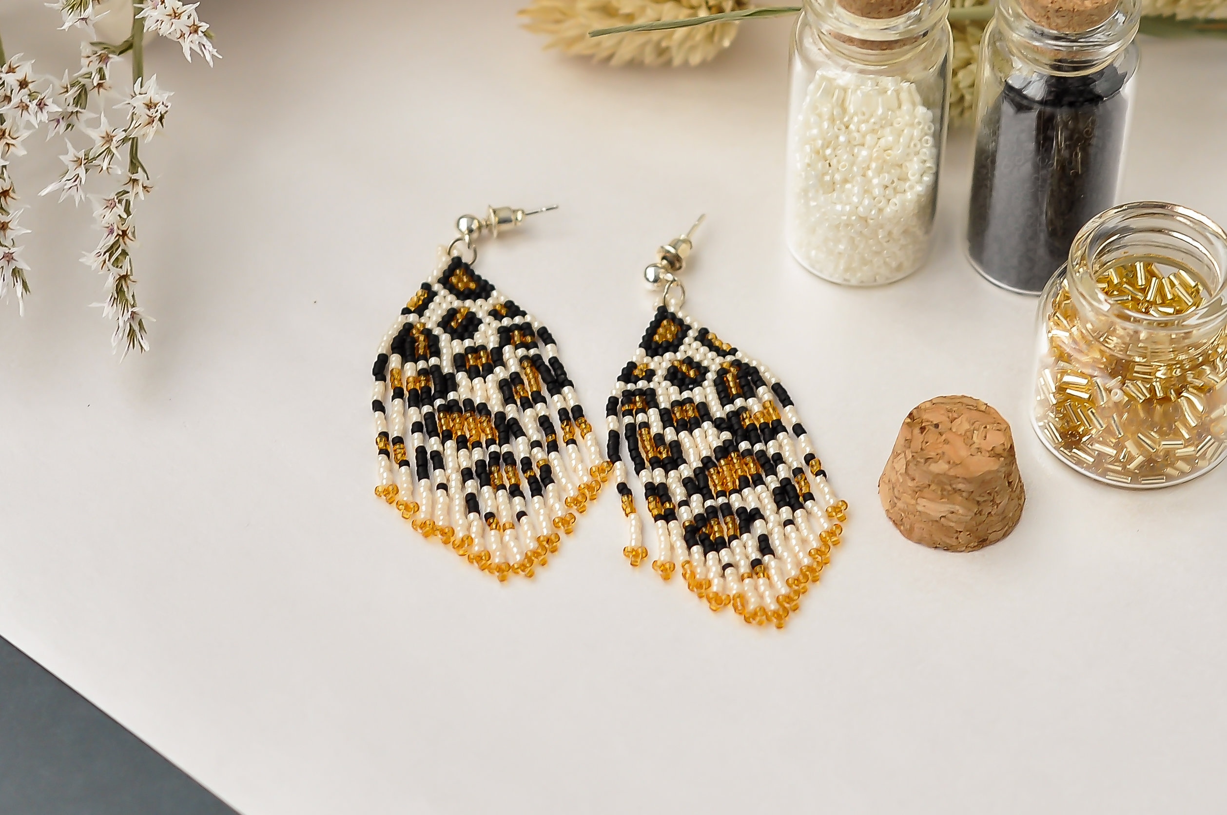 Leopard Beaded Earrings Animal Print Earrings Leopard Print Etsy Denmark