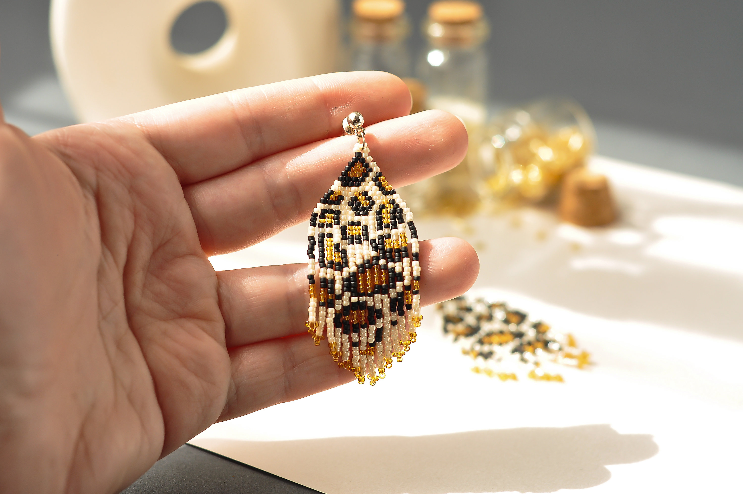 Leopard Beaded Earrings Animal Print Earrings Leopard Print Etsy Denmark