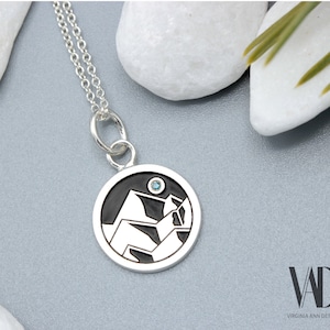 Blue Diamond Mountain Necklace - Mountain Pendant - Mountain Jewelry