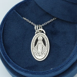 Collar María Milagrosa - Medalla Santa - Collar Católico - Collar de Plata de Ley