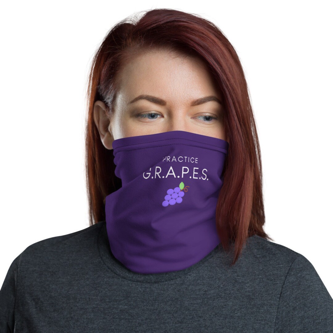 GRAPES Mental Health Coping Skill Washable Face Mask Neck Etsy