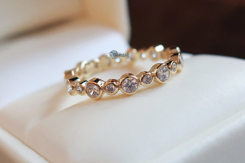 925 Sterling Silver Ring,full Eternity Ring,wedding band,Simulated diamond bezel ring,dainty minimalist jewellery,Gold stackable ring