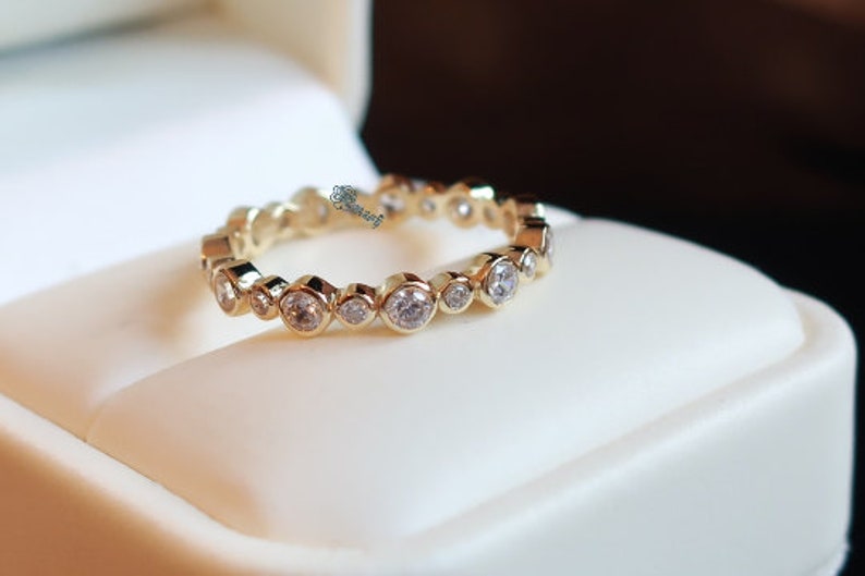 925 Sterling Silver Ring,full Eternity Ring,wedding band,Simulated diamond bezel ring,dainty minimalist jewellery,Gold stackable ring