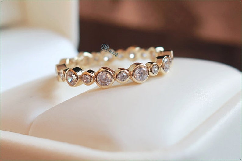 925 Sterling Silver Ring,full Eternity Ring,wedding band,Simulated diamond bezel ring,dainty minimalist jewellery,Gold stackable ring