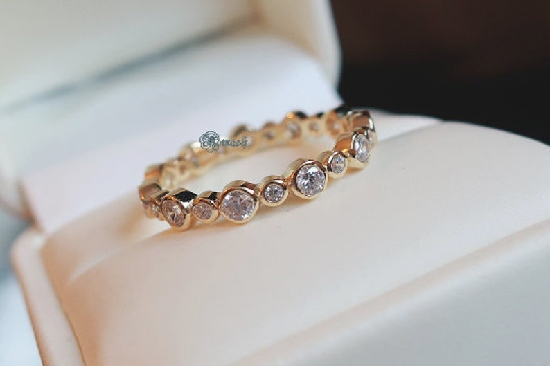 925 Sterling Silver Ring,full Eternity Ring,wedding band,Simulated diamond bezel ring,dainty minimalist jewellery,Gold stackable ring