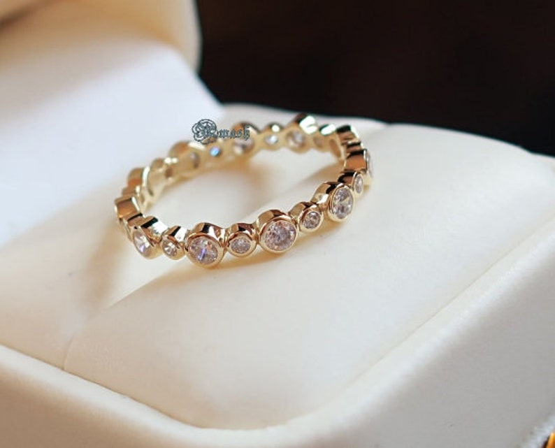 925 Sterling Silver Ring,full Eternity Ring,wedding band,Simulated diamond bezel ring,dainty minimalist jewellery,Gold stackable ring