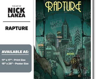 Rapture (bioshock) - Retro Travel Poster, Bioshock, Videogames